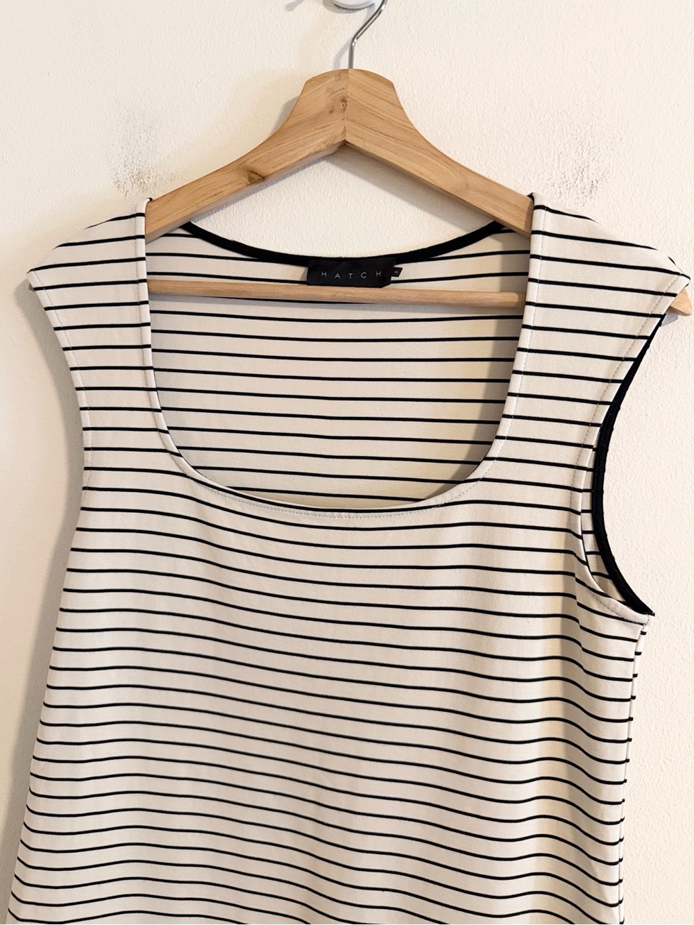 Hatch The Janelle Maternity Dress Women's Medium Striped Bodycon Ivory Black - Picture 4 of 9